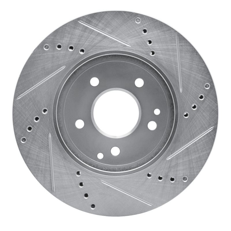 Mercedes-Benz C240 Brake Rotor (1) - Front Left - R1 Concepts - Drilled & Slotted - Silver - `96-`15